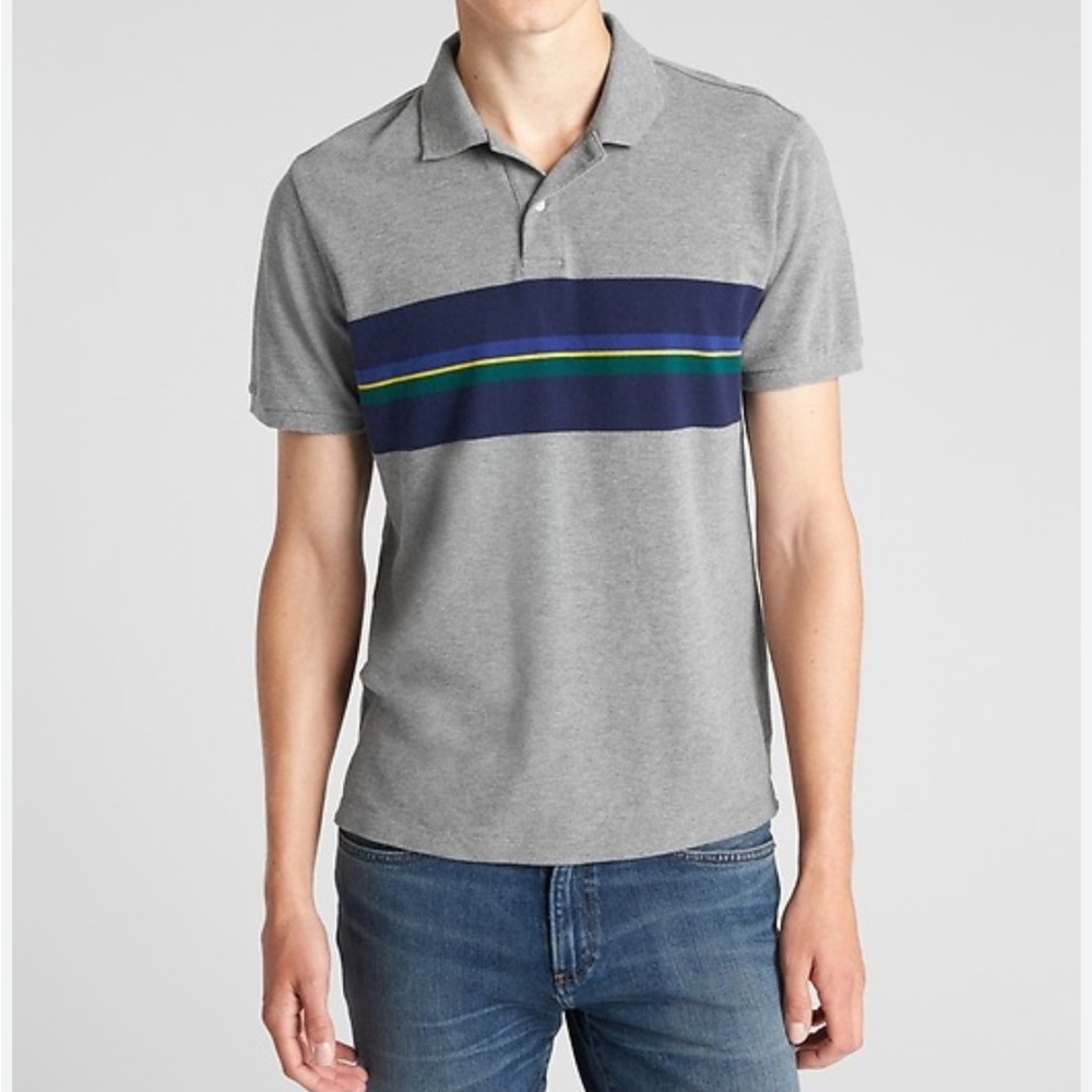 GAP Gray and Blue Polo Shirt
